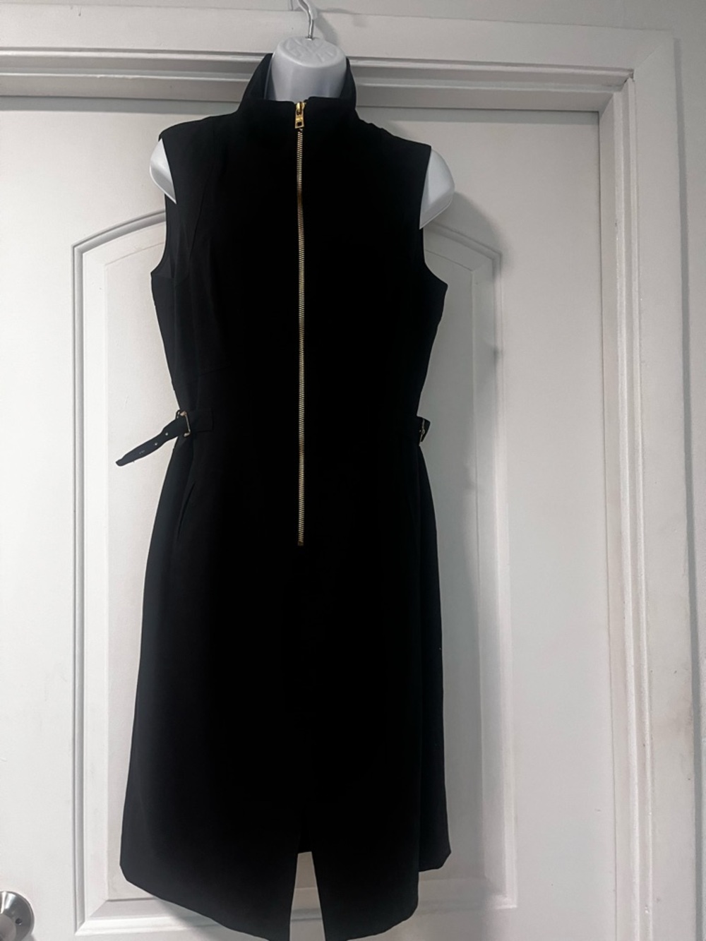 Marc New York Black Sleeveless Zip-Front Dress with Side Buckles